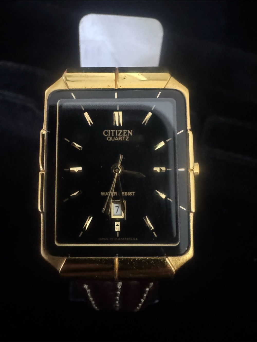 Citizen Gold Tone with Black Dial Rectangular Dress Watch